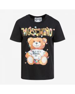 Moschino Christmas Teddy Women Short Sleeves T-Shirt Black