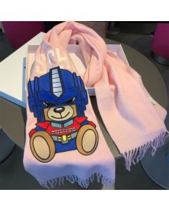 Moschino Transformer Bear Women Wool Scarf Pink