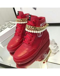 Moschino Question Mark Women High Top Sneaker Red