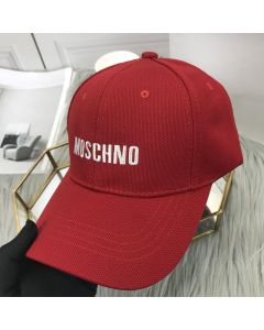 Moschino Embroidered Logo Women Cotton Cap Red