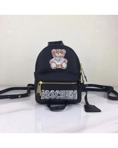 Moschino Brushstroke Teddy Bear Women Mini Leather Backpack Black