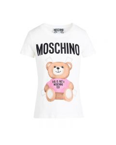 Moschino Cross Bear Women Short Sleeves Slim T-Shirt White/Pink