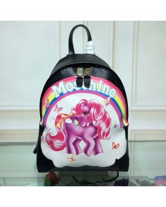 Moschino My Little Pony Women Medium Leather Backpack Black