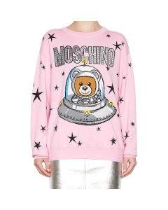 Moschino Ufo Teddy Women Long Sleeves Sweater Pink