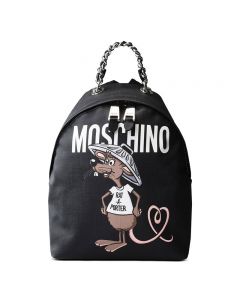 Moschino Rat A Porter Women Medium Leather Backpack Black