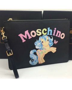 Moschino My Little Pony Women Small Leather Clutch Black