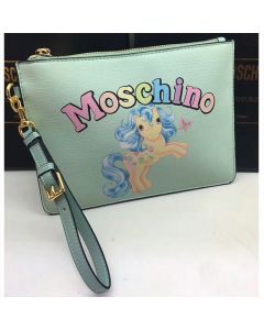 Moschino My Little Pony Women Small Leather Clutch Green