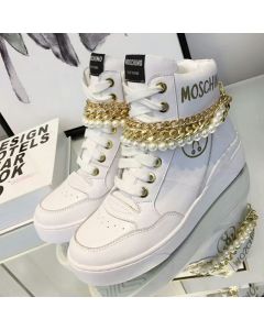 Moschino Question Mark Women High Top Sneaker White