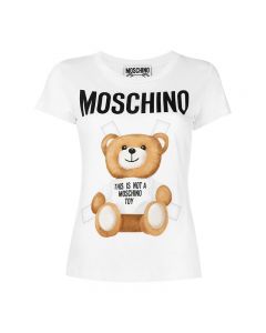 Moschino Cross Bear Women Short Sleeves Slim T-Shirt White
