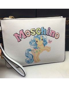 Moschino My Little Pony Women Small Leather Clutch White