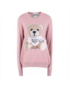 Moschino Paper Bear Women Long Sleeves Sweater Pink