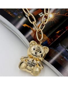 Moschino Teddy Bear Women Chain Necklace Gold
