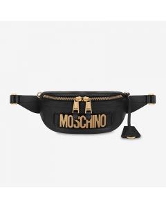 Moschino Lettering Logo Women Leather Belt Bag Black