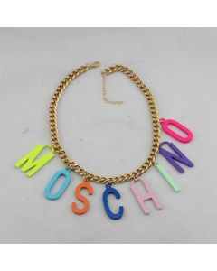 Moschino Rainbow Logo Women Chain Necklace Gold
