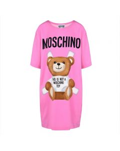 Moschino Cross Bear Women Short Sleeves Short Dress Pink