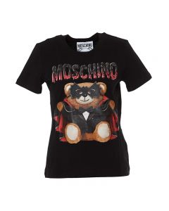 Moschino Bat Teddy Bear Women Short Sleeves T-Shirt Black