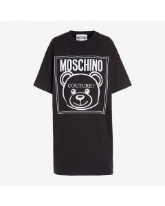 Moschino Label Teddy Bear Women Short Sleeves Short Dress Black