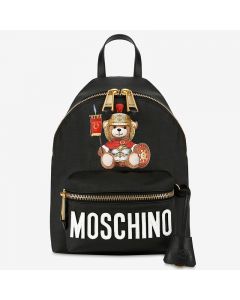 Moschino Roman Teddy Bear Women Leather Backpack Black