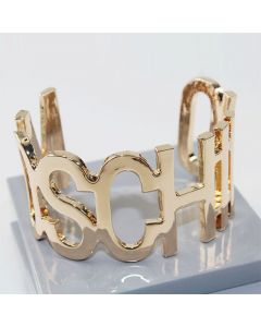 Moschino Logo Letter Women Cuff Bracelet Gold
