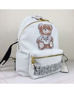 Moschino Brushstroke Teddy Bear Women Leather Backpack White
