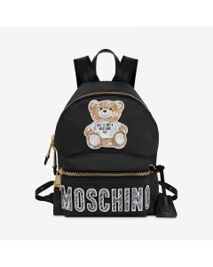 Moschino Brushstroke Teddy Bear Women Leather Backpack Black