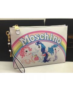 Moschino My Little Pony Women Large Leather Clutch White