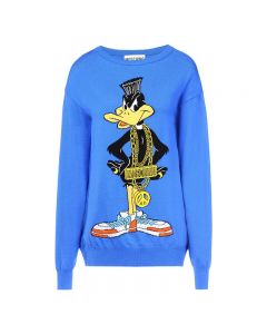 Moschino Looney Tunes Daffy Duck Women Long Sleeves Sweater Blue