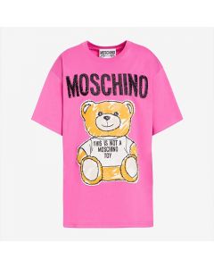 Moschino Brushstroke Teddy Bear Women Short Sleeves T-Shirt Rose