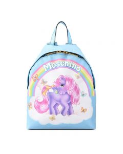 Moschino My Little Pony Women Medium Leather Backpack Sky Blue