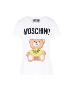 Moschino Cross Bear Women Short Sleeves Slim T-Shirt White/Yellow