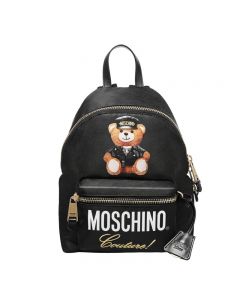 Moschino Loves Printemps Bear Women Leather Backpack Black