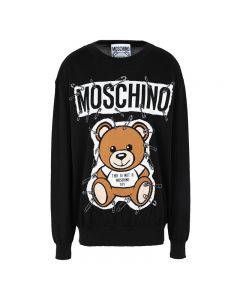 Moschino Safety Pin Teddy Women Long Sleeves Sweater Black
