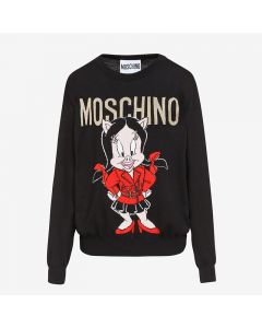 Moschino Chinese Pig Year Women Long Sleeves Sweater Black
