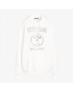 Moschino Crystal Question Women Long Sleeves Sweatshirt White