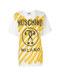 Moschino Brushstroke Question Women Short Sleeves T-Shirt White/Yellow