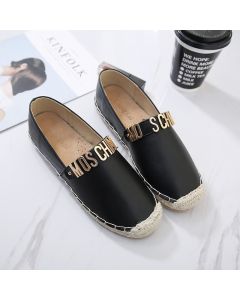 Moschino Logo Women Flat Shoes Black