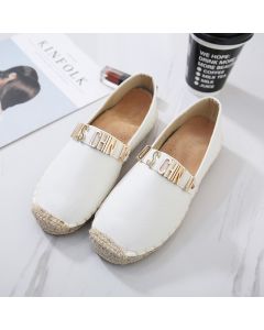 Moschino Logo Women Flat Shoes White