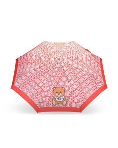 Moschino Logo Toy Bear Women Mini Umbrella Red