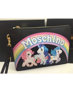 Moschino My Little Pony Women Large Leather Clutch Black