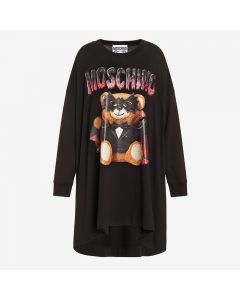 Moschino Bat Teddy Bear Women Long Sleeves Jersey Dress Black