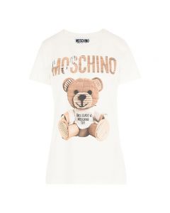 Moschino Paper Bear Women Short Sleeves Slim T-Shirt White