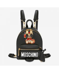 Moschino Roman Teddy Bear Women Mini Leather Backpack Black
