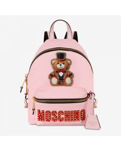 Moschino Circus Teddy Women Leather Backpack Pink