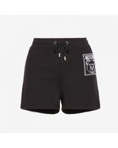 Moschino Label Teddy Bear Women Cotton Fleece Shorts Black